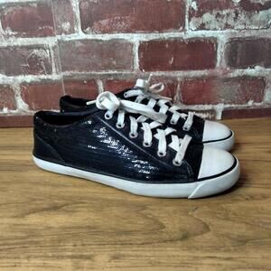 Coach Gema Sequin Womens Size 8.5 Black Sparkle Style Sneakers